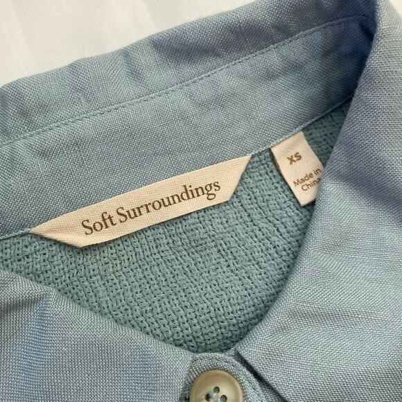 Soft Surroundings Gauzy Textured Cotton Light Blue Top XS Short Sleeve Tunic - Picture 8 of 11